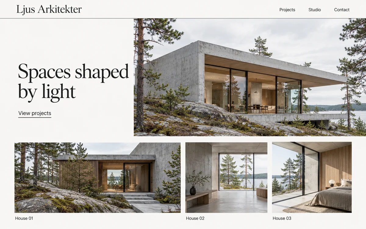 Architecture studio website concept design