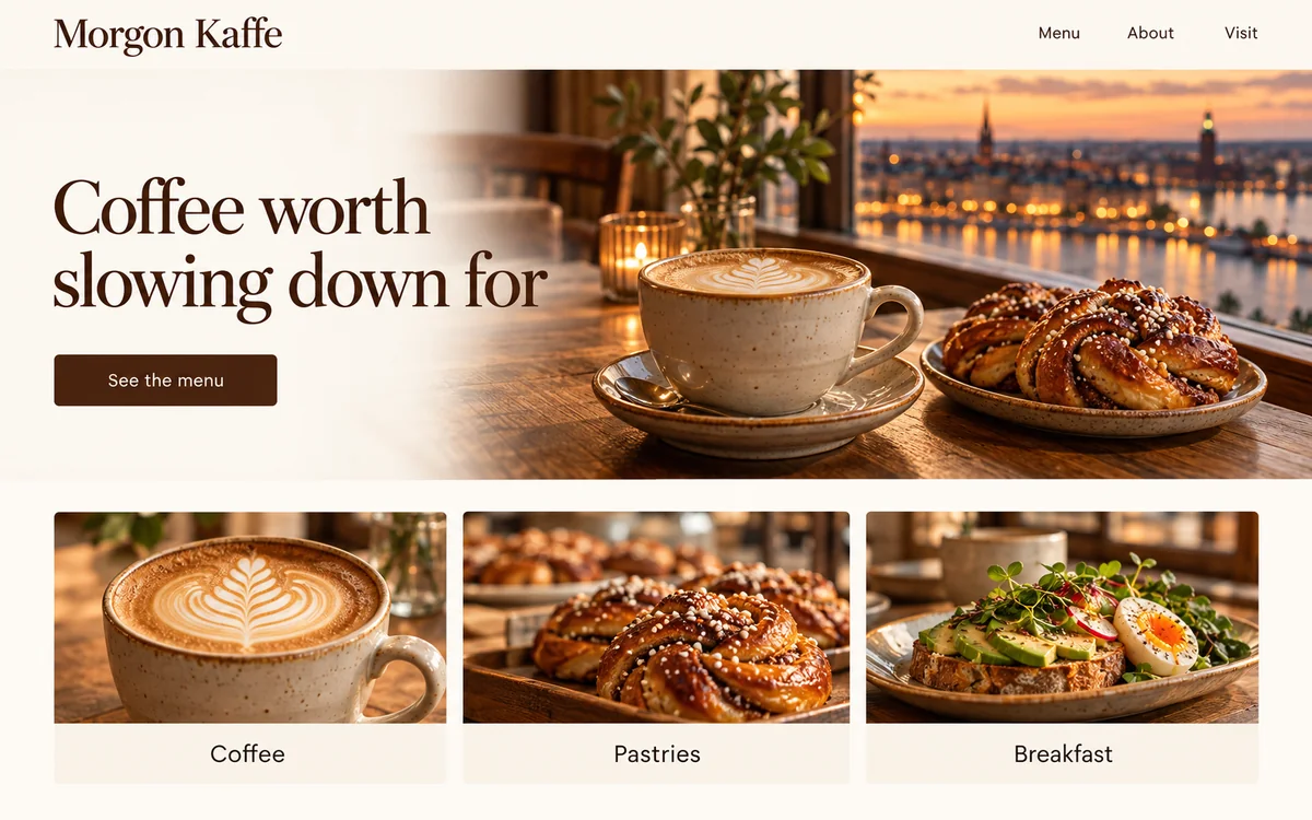 Café website concept design