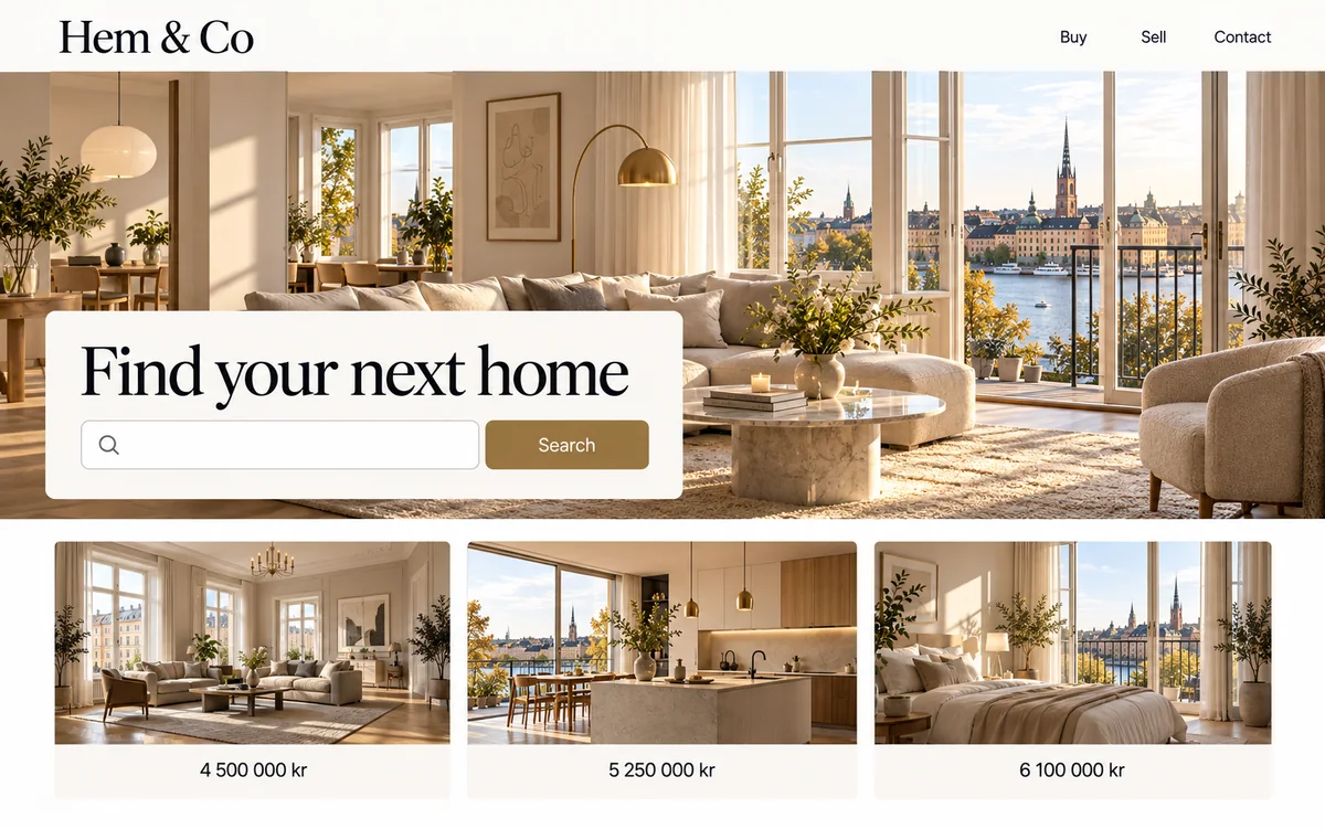 Real estate website concept design