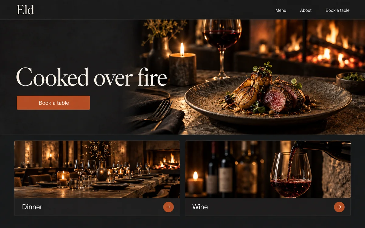 Restaurant website concept design
